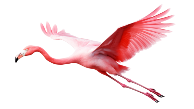 flying flamingo, isolated