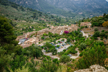 Fototapeta na wymiar High view of quaint Fornalutx village in Mallorca