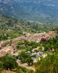 Fototapeta na wymiar Overhead perspective of Fornalutx village in Mallorca