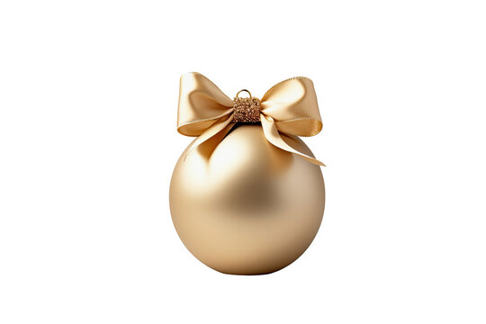 bola de navidad dorada con lazo dorado sobre fondo trasparente png