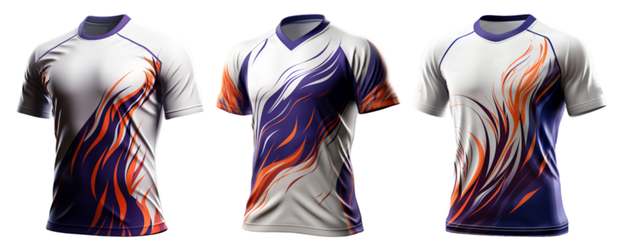 set of sports t-shirt Mockups with front view isolated on transparent background, generative ai - Powered by Adobe
