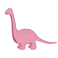 Simple brontosaurus dinosaur doodle cartoon with pink color that can be use for social media, wallpaper, sticker e.t.c