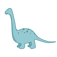 Simple brontosaurus dinosaur doodle cartoon with blue color that can be use for social media, wallpaper, sticker e.t.c