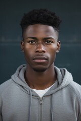 Obraz premium Portrait of black confident man with copy space. AI Generated