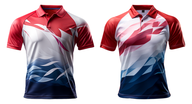 set of sports t-shirt Mockups with front view isolated on transparent background, generative ai