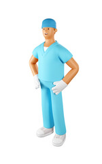 3D Orderly Vector Illustration. Cartoon Character of Male Nurse