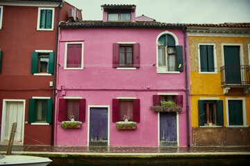 Pink house in Burano, Venice, Italy