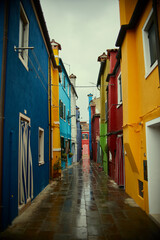 Fototapeta na wymiar Colorful street in Burano