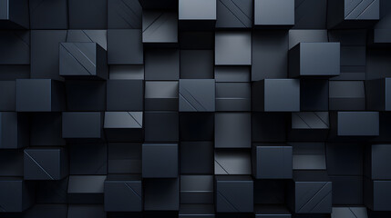 Black geometric cubic pattern abstract wallpaper - obrazy, fototapety, plakaty