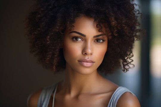 Portrait of beautiful african american woman . AI Generated