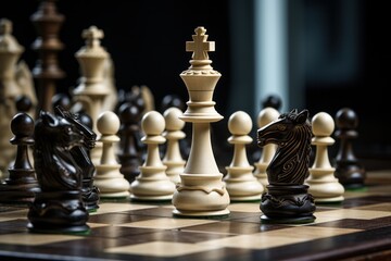 Illustration of a king piece on the chessboard - Chess background