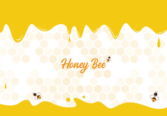 Honey drop and bee cartoons background with copy space for text. Use for graphic design, presentation, poster, artwork, template design, ad, print. illustration vector EPS.