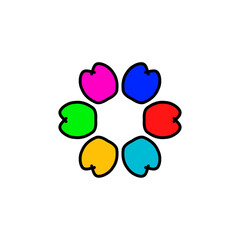 Colorful vector hearts with floral icon