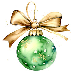 Namalowana zielona bombka świąteczna ilustracja