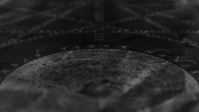 Old Retro 1800s Science Background/ 4k motion graphics of ancient vintage 1800s science on printed retro paper background with grain and grunge noise texture