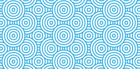 Fototapeta na wymiar Abstract Pattern with circle wave lines blue seamless steel material geomatics overlapping create retro square line backdrop pattern background. Overlapping Pattern with Transform Effect.
