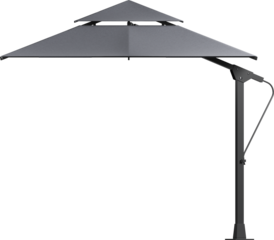 Side view of dark grey open sunshade