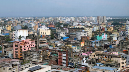 Fototapeta na wymiar A beautiful sunny view of chittagong city. Top view of chittagong city,bangladesh. 