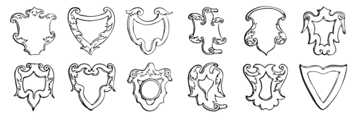 Fotobehang Hand drawn heraldic shields set © alvaroc