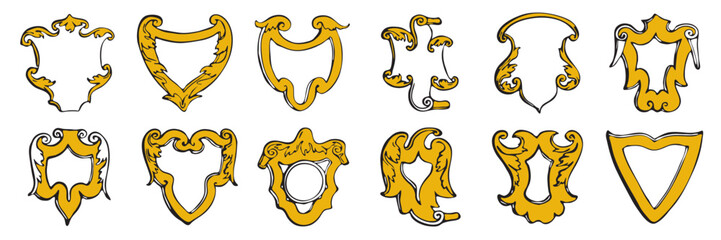 Fototapeta premium Hand drawn heraldic shields set