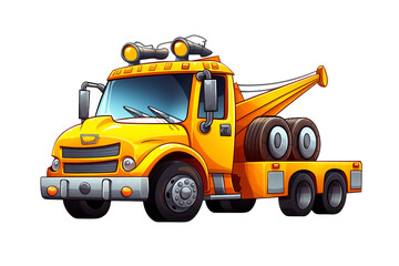 Cartoonish Tow Truck on White Background