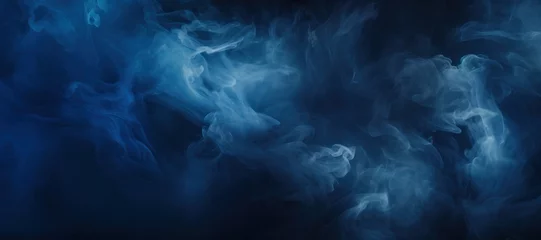 Foto auf Glas Blue particle texture smoke background on dark background © JK2507
