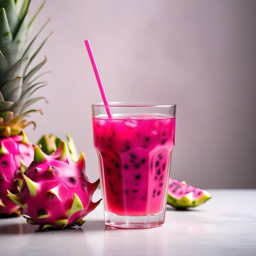 Glass of juice with fresh dragon fruits_ Dragon fruits image