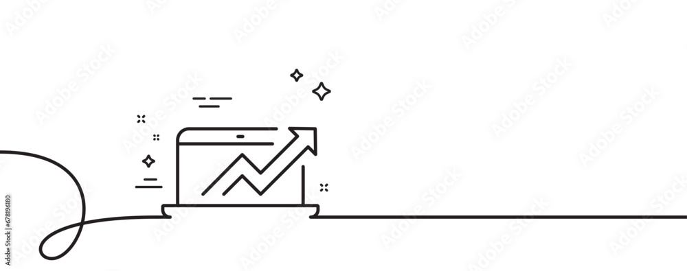 Poster data analysis and statistics line icon. continuous one line with curl. report graph or chart sign. c