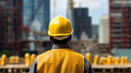 Construction Worker Overlooking Building Site