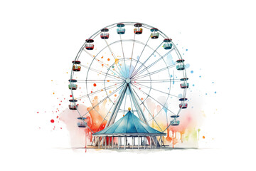 Ferris Wheel on a transparent background - obrazy, fototapety, plakaty