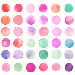 Set of colorful watercolor splashes on white background
