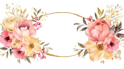 Elegant botanical border with gold geometric lines, perfect for wedding printable decor