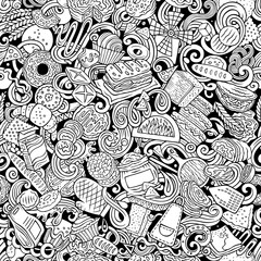 Cartoon doodles Bakery seamless pattern