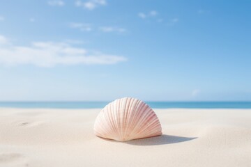 Fototapeta na wymiar Shell blue coast beach summer travel nature seashell sea tropical sand water