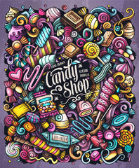 Sweet Candies cartoon vector doodle illustration.