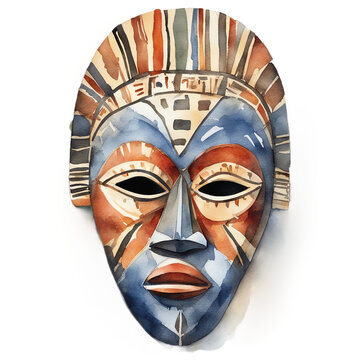 watercolour african mask
