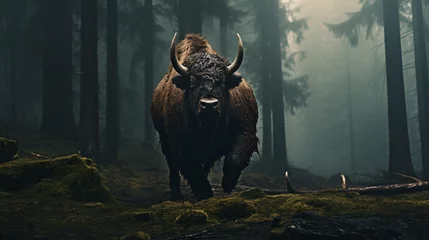 Photo sur Plexiglas Parc national du Cap Le Grand, Australie occidentale A bison with large horns