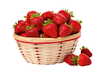 Freshly Picked Strawberries on Transparent Background, PNG, Generative Ai