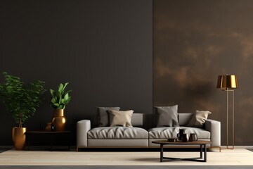 Fototapeta na wymiar Modern dark home interior background
