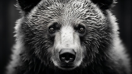 A black and white photo of a bears