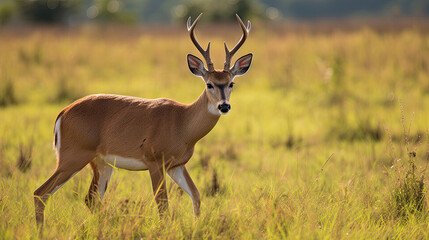 Close up of a Pampas deer in the meadow, Pampas deer in the fields