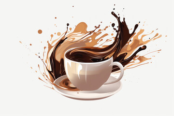 Photo of a delicious cup of coffee with a drizzle of chocolate goodness
