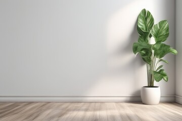 room with green plant with copy space