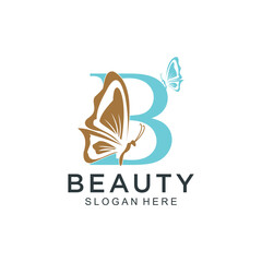 Vector letter b icon logo design with beauty element style premium vector