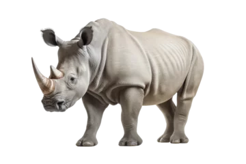 Deurstickers Majestic Horns a Rhinoceros on Transparent Background, PNG, Generative Ai © TheLogoTip