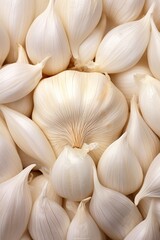 Close up view full frame fresh garlic.