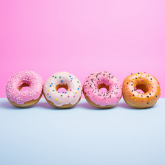donut,pink, yellow, sweet,food