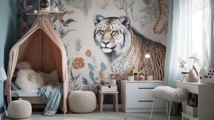 Playful wallpaper with an animal print cute modern k AI generated illustration