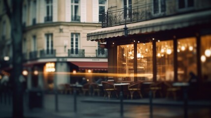 Fototapeta na wymiar restaurant building blurred background unfocused AI generated illustration