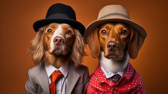 A pet duo looking fabulous in their stylish and lively outfits